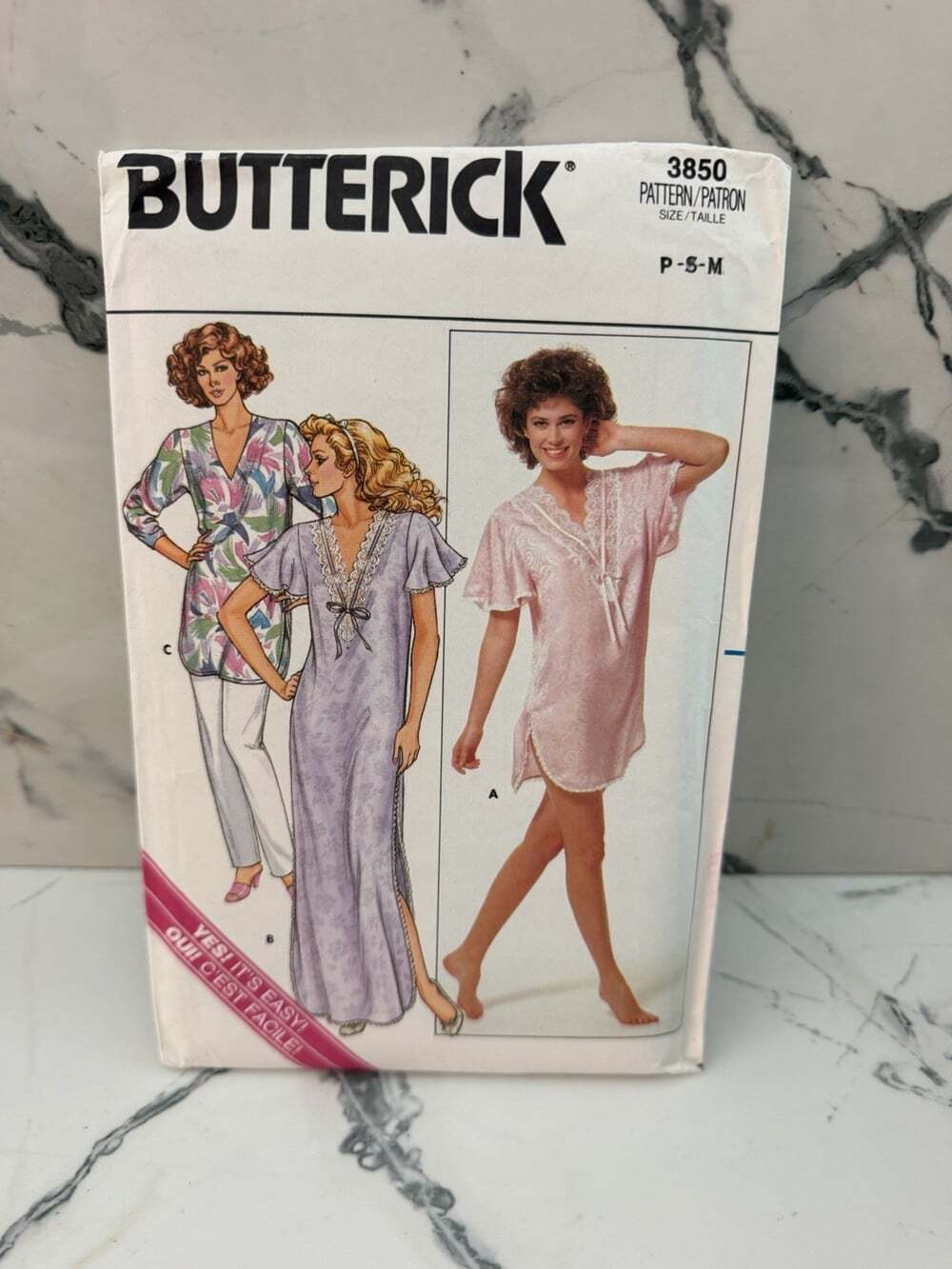 BUTTERICK VINTAGE PATTERN #3850 NIGHTSHIRT & PANTS SIZE P-S-M CUT COMPLETE